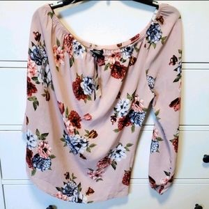 Bobeau one shoulder floral blouse